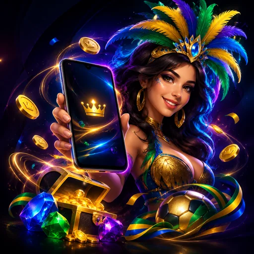 Tela inicial do app no Android, com atalhos de cassino ao vivo, slots e apostas esportivas